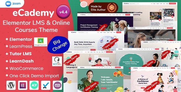 eCademy Theme 4.9.1 – Elementor LMS & Online Courses Theme GPL Download