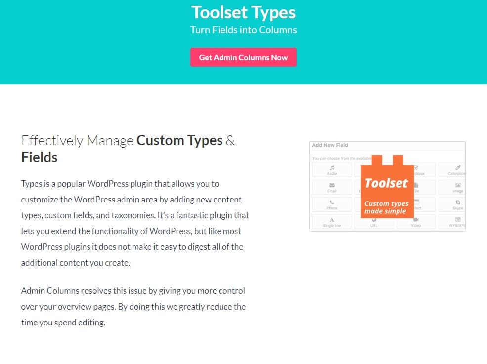 Admin Columns Pro Toolset Types Addon 1.6.2